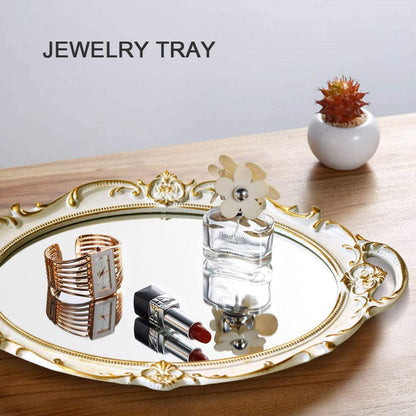 Oval Antique White Vintage Carved Wall Mirror 25 x 38 cm - Lightweight, Easy to Hang