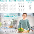 2 Tier Dish Rack with Drain Board, Chrome Finish, 42 x 25.5 x 38 cm - SuperSaverAU - view 2