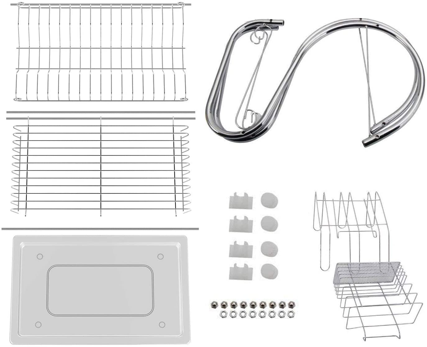 2 Tier Dish Rack with Drain Board, Chrome Finish, 42 x 25.5 x 38 cm - SuperSaverAU - view 3
