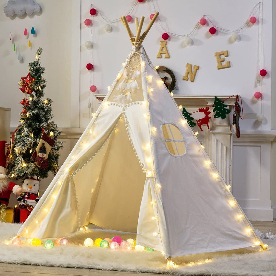 Premium Giant Kids Teepee Tent - Natural Canvas