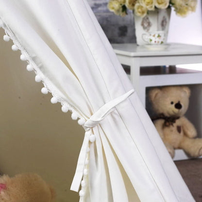 5 Poles Giant Kids Teepee Tent Natural Canvas 120x120x140 cm Child Safe