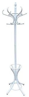 Premium White Wooden Coat Rack Stand 187cm with 12 Hooks Umbrella Ring