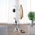 Premium White Wooden Coat Rack Stand 187cm with 12 Hooks Umbrella Ring
