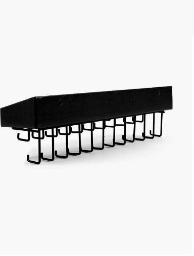 Wall Mount Jewellery Organizer with 23 Hooks, Top Shelf, 37x7x10 cm, Black - SuperSaverAU - view 3