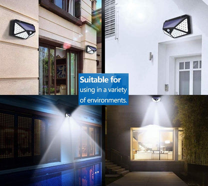 100 Waterproof LED Motion Sensor Solar Security Lights Outdoor 2pack - 3 Modes, 1000 Lumens