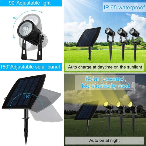 3 x Solar LED Spotlights, 120-130 Lumen, Waterproof, Warm White, 18 cm - SuperSaverAU - view 2