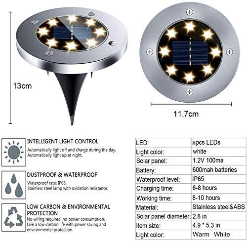 8 Pack LED Solar Pathway Lights Outdoor, Warm White, 8 LED Bulbs, 600 mAh Battery - SuperSaverAU - view 1