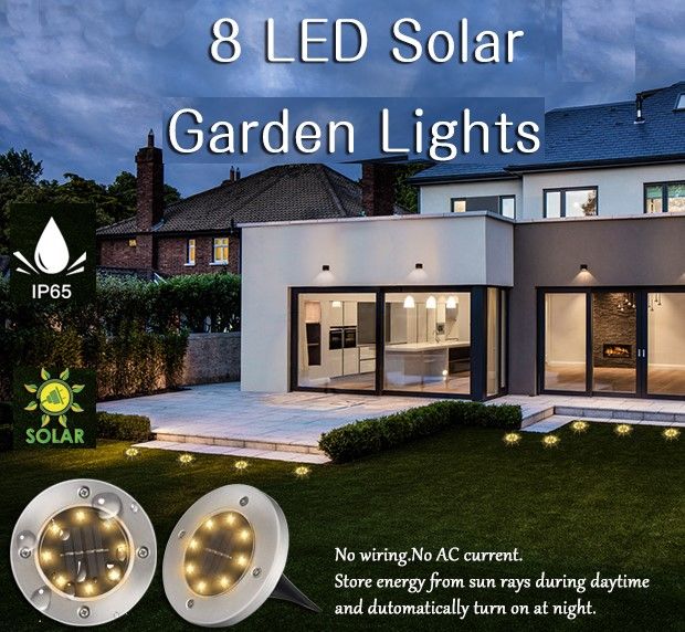 8 Pack LED Solar Pathway Lights Outdoor, Warm White, 8 LED Bulbs, 600 mAh Battery - SuperSaverAU - view 2
