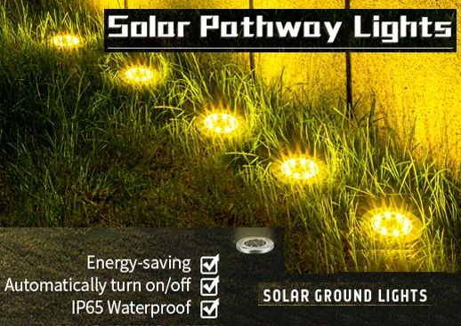 8 Pack LED Solar Pathway Lights Outdoor, Warm White, 8 LED Bulbs, 600 mAh Battery - SuperSaverAU - view 3