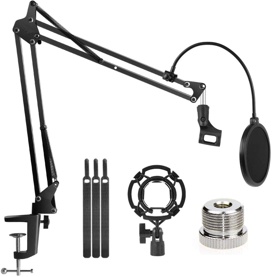 Premium Microphone Broadcasting Boom Arm Stand with Pop Filter
