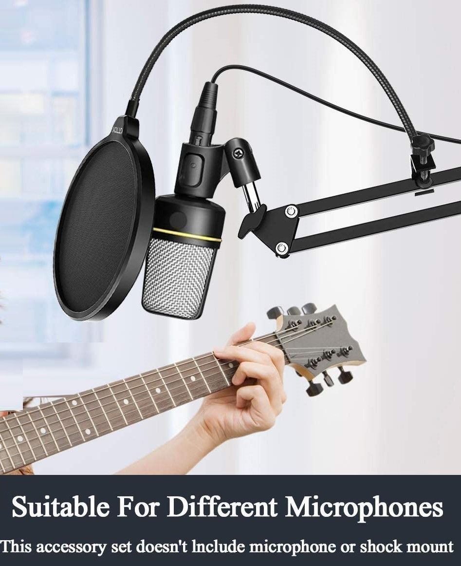 Premium Microphone Broadcasting Boom Arm Stand with Pop Filter