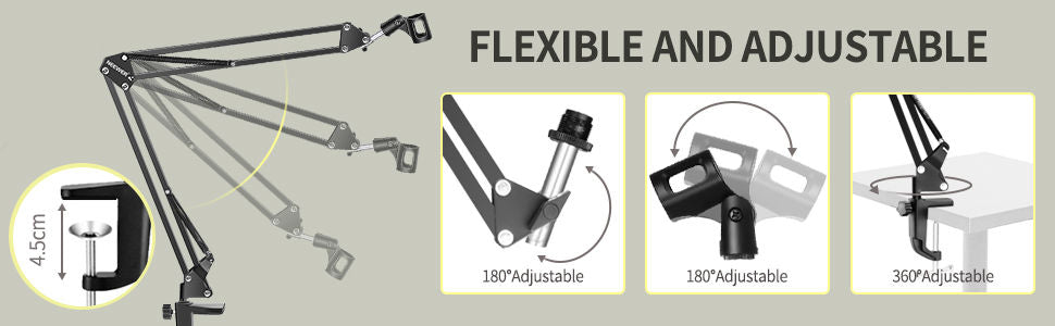 Premium Microphone Broadcasting Boom Arm Stand with Pop Filter