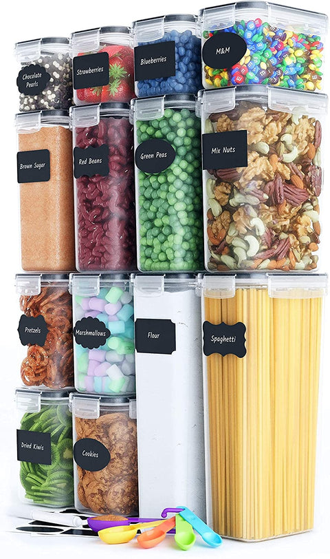 14 Pieces Airtight Food Storage Containers, BPA Free, Easy Lock Lids, Labels - SuperSaverAU - view 1