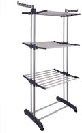 3 Tier Foldable Clothes Drying Rack 73x66x170 cm with Hanger Stand Rail Indoor - SuperSaverAU - view 1