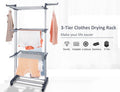 3 Tier Foldable Clothes Drying Rack 73x66x170 cm with Hanger Stand Rail Indoor - SuperSaverAU - view 4