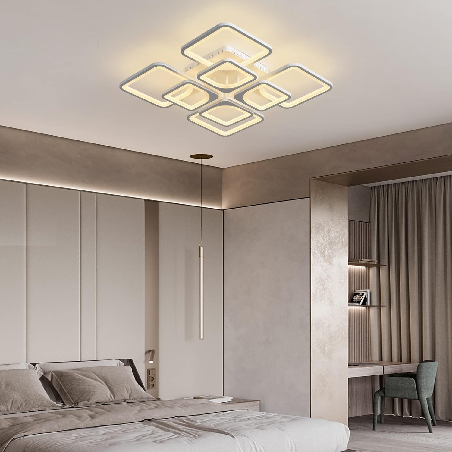 Modern LED Ceiling Light Dimmable Remote 60x60x12 cm 4200 Lumens 3000K-6000K - SuperSaverAU - view 2