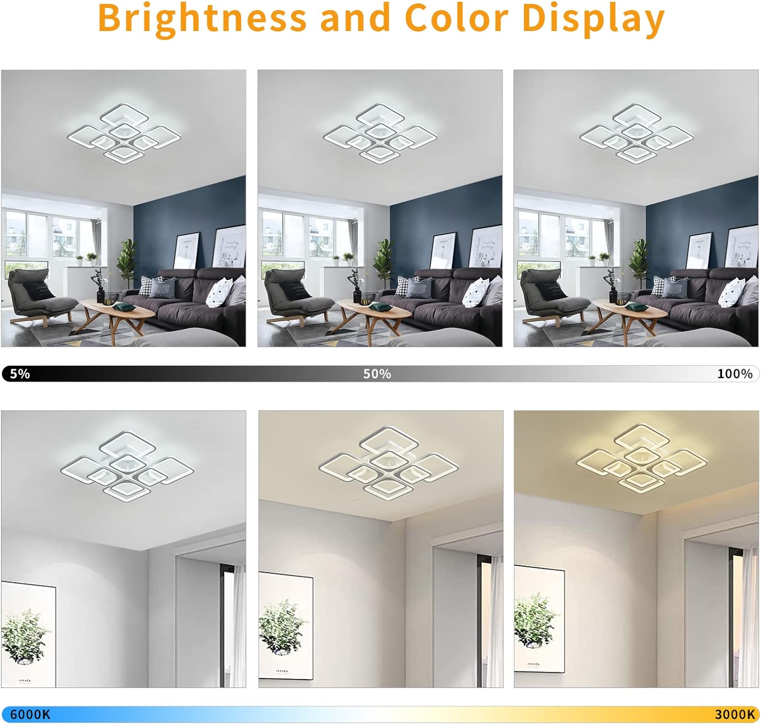 Modern LED Ceiling Light Dimmable Remote 60x60x12 cm 4200 Lumens 3000K-6000K - SuperSaverAU - view 4