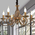 Rustic 6-Light Chandelier, French Country, Dimmable, Adjustable Height, 61x61x126 cm - SuperSaverAU - view 1