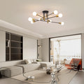 Modern Black Gold 8-Light Sputnik Chandelier, Adjustable Arms, 81 cm - SuperSaverAU - view 1