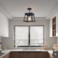 Farmhouse Pendant Light Rustic Lantern Chandelier Black 25x25x132cm E27 Socket - SuperSaverAU - view 2