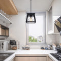 Farmhouse Pendant Light Rustic Lantern Chandelier Black 25x25x132cm E27 Socket - SuperSaverAU - view 3