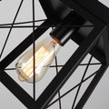 Farmhouse Pendant Light Rustic Lantern Chandelier Black 25x25x132cm E27 Socket - SuperSaverAU - view 4