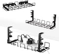 Premium Black 2 Pack Under Desk Cable Management Tray