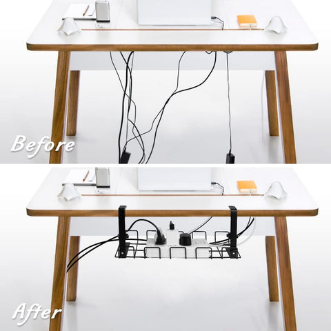 Premium Black 2 Pack Under Desk Cable Management Tray