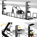 Premium Black 2 Pack Under Desk Cable Management Tray
