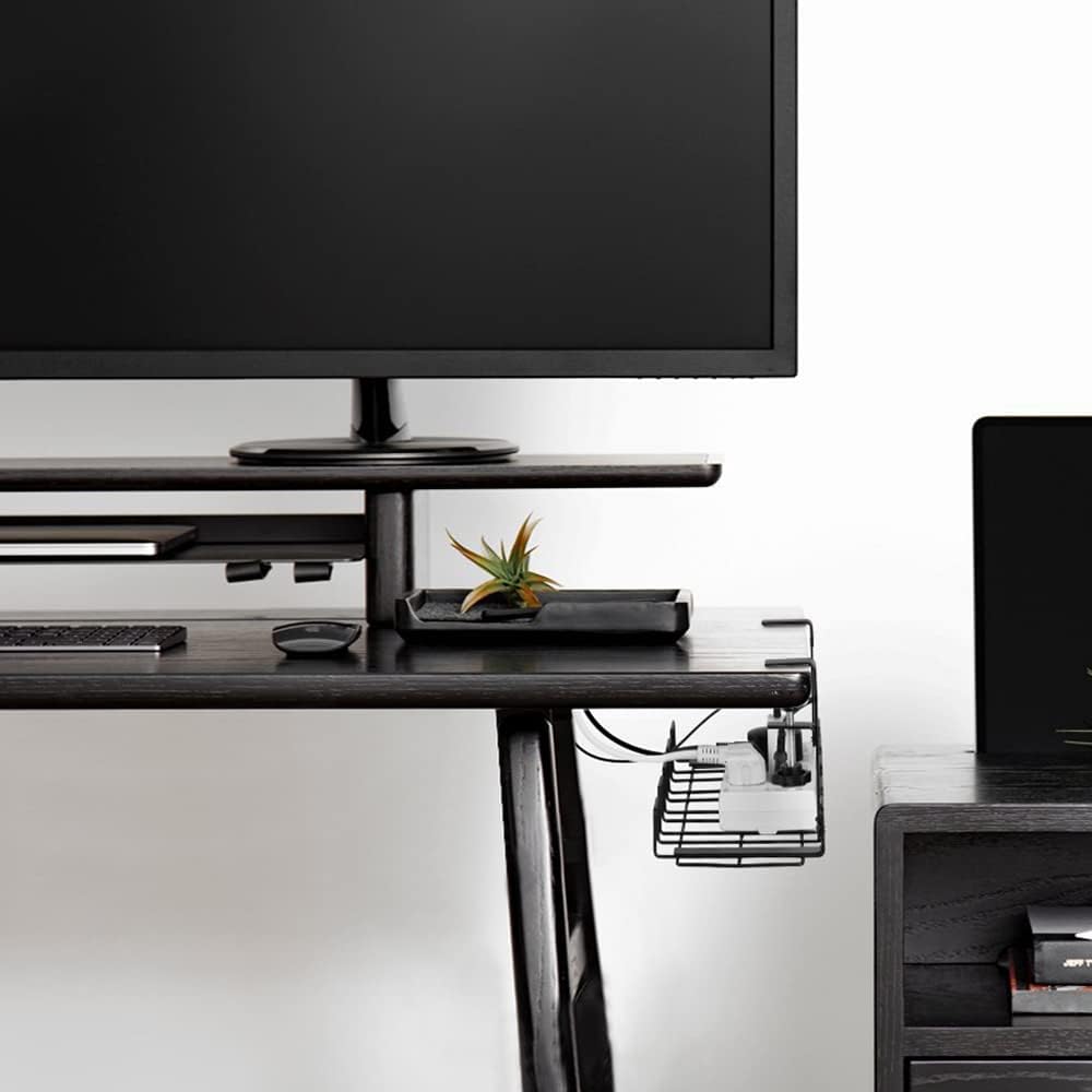 Premium Black 2 Pack Under Desk Cable Management Tray