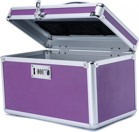 Locking Combination Medicine Box Medium Purple 31x18x19cm Secure Storage - SuperSaverAU - view 1
