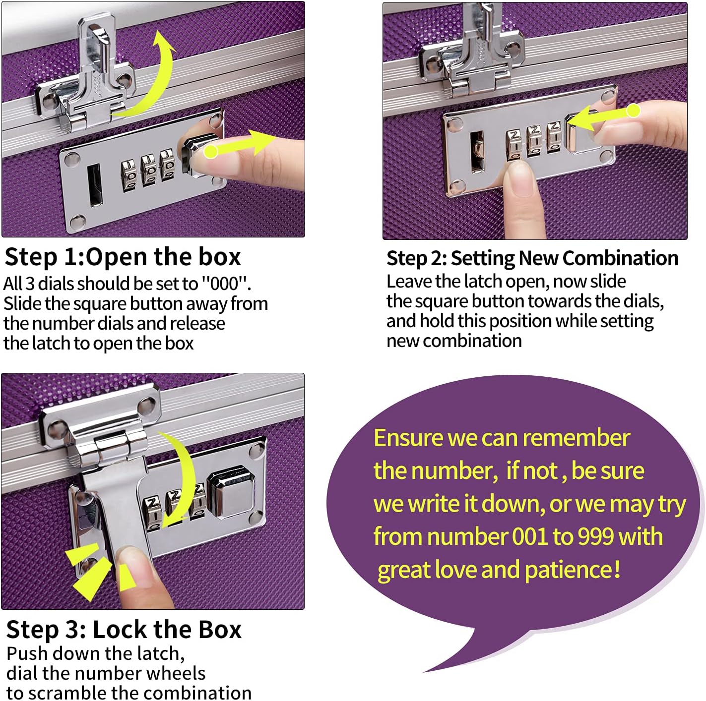 Locking Combination Medicine Box Medium Purple 31x18x19cm Secure Storage - SuperSaverAU - view 6