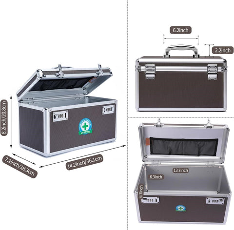 Portable Combination Medicine Box Large Coffee 36x20x18cm Lockable Case - SuperSaverAU - view 2