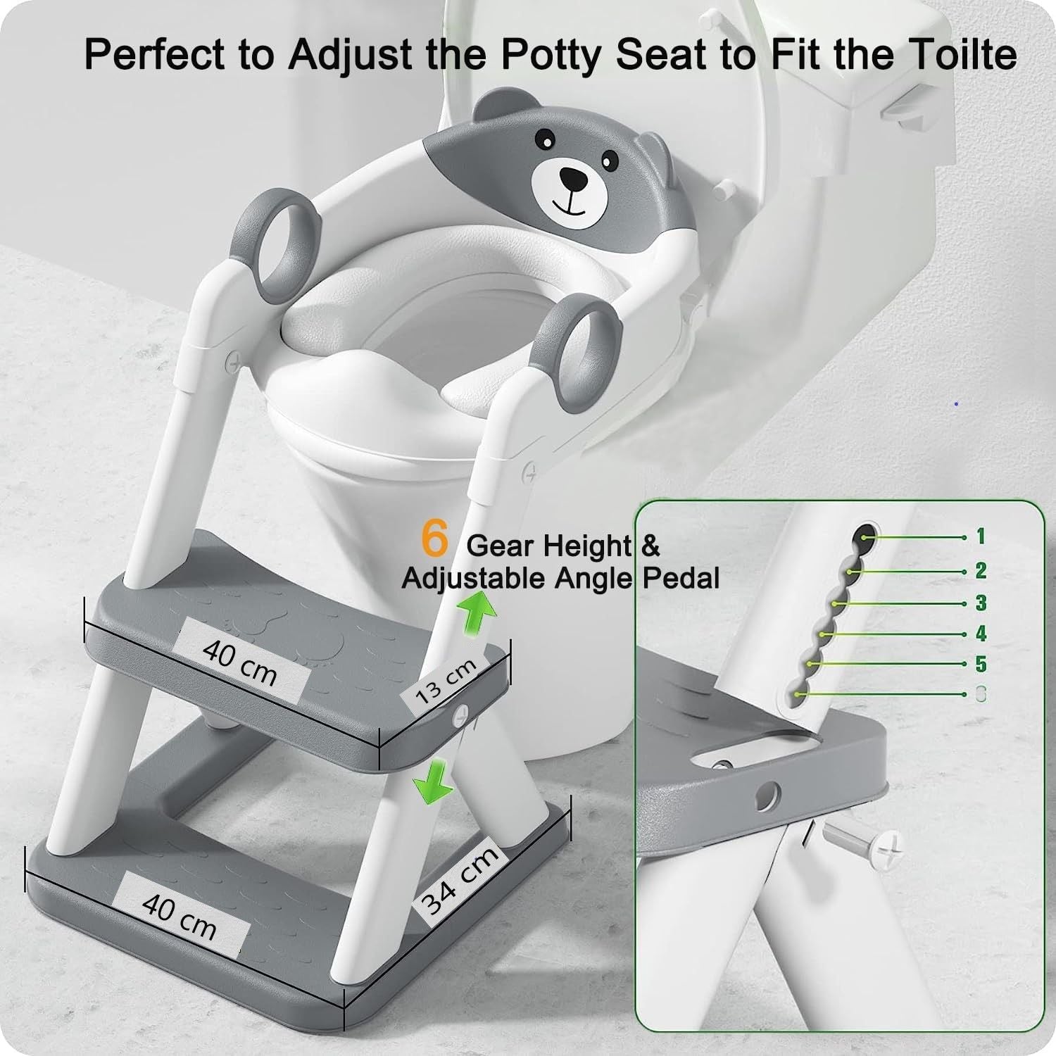 Potty Training Seat Ladder, Kids Boys Girls, Grey - SuperSaverAU - view 4
