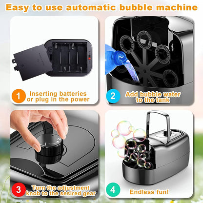 Bubble Machine Kids Automatic Maker Toy, 24x23x13 cm, 5000 Bubbles/Min, USB Cord