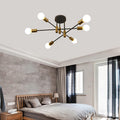 Mid Century Modern Sputnik Chandelier, 6-Light, Black & Gold, 62cm x 29cm - SuperSaverAU - view 3