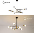 Modern 8-Light Sputnik Chandelier, Adjustable Black & Gold, 85cm H x 54cm W - SuperSaverAU - view 3