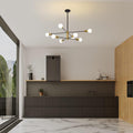Modern 8-Light Sputnik Chandelier, Adjustable Black & Gold, 85cm H x 54cm W - SuperSaverAU - view 4