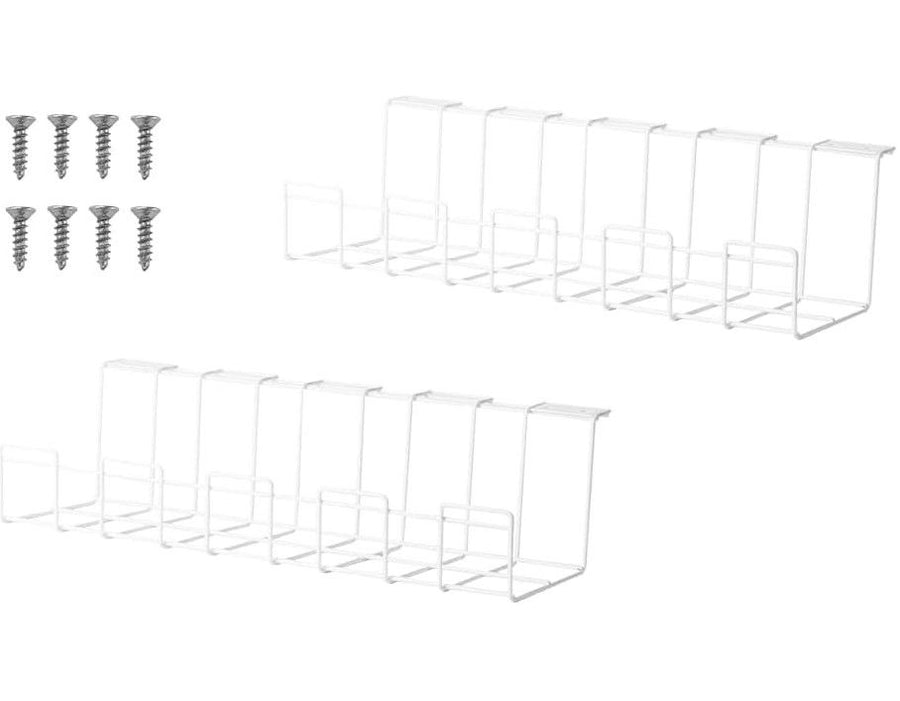 Premium White 2 Pack Under Desk Cable Management Tray