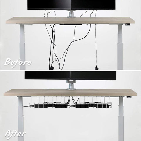 Premium White 2 Pack Under Desk Cable Management Tray