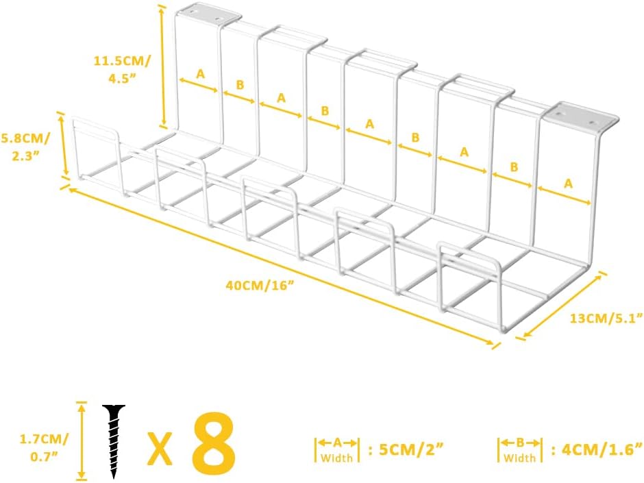 Premium White 2 Pack Under Desk Cable Management Tray