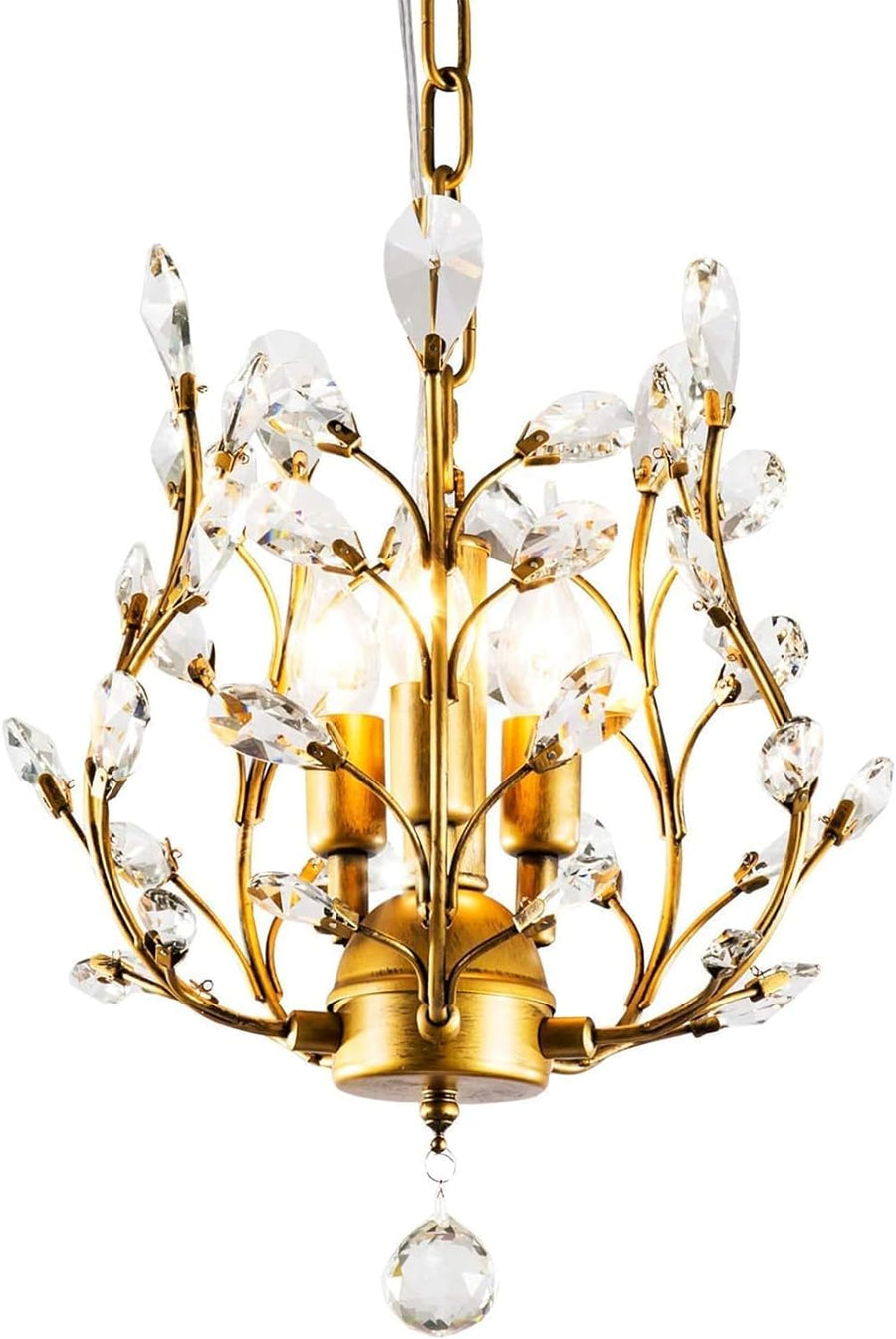 Crystal Chandelier Vintage, 3 Lights, Gold - SuperSaverAU - view 1
