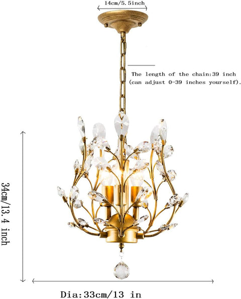 Crystal Chandelier Vintage, 3 Lights, Gold - SuperSaverAU - view 2