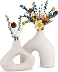 Premium Modern White Ceramic Vase Set - 2 Piece