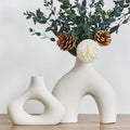 Premium Modern White Ceramic Vase Set - 2 Piece
