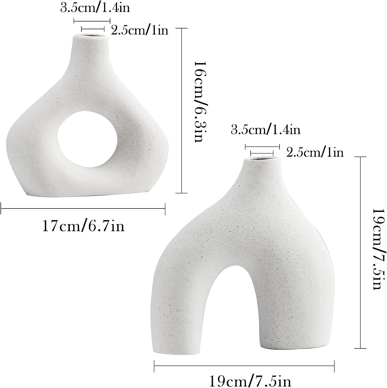 Premium Modern White Ceramic Vase Set - 2 Piece