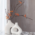 Premium Modern White Ceramic Vase Set - 2 Piece