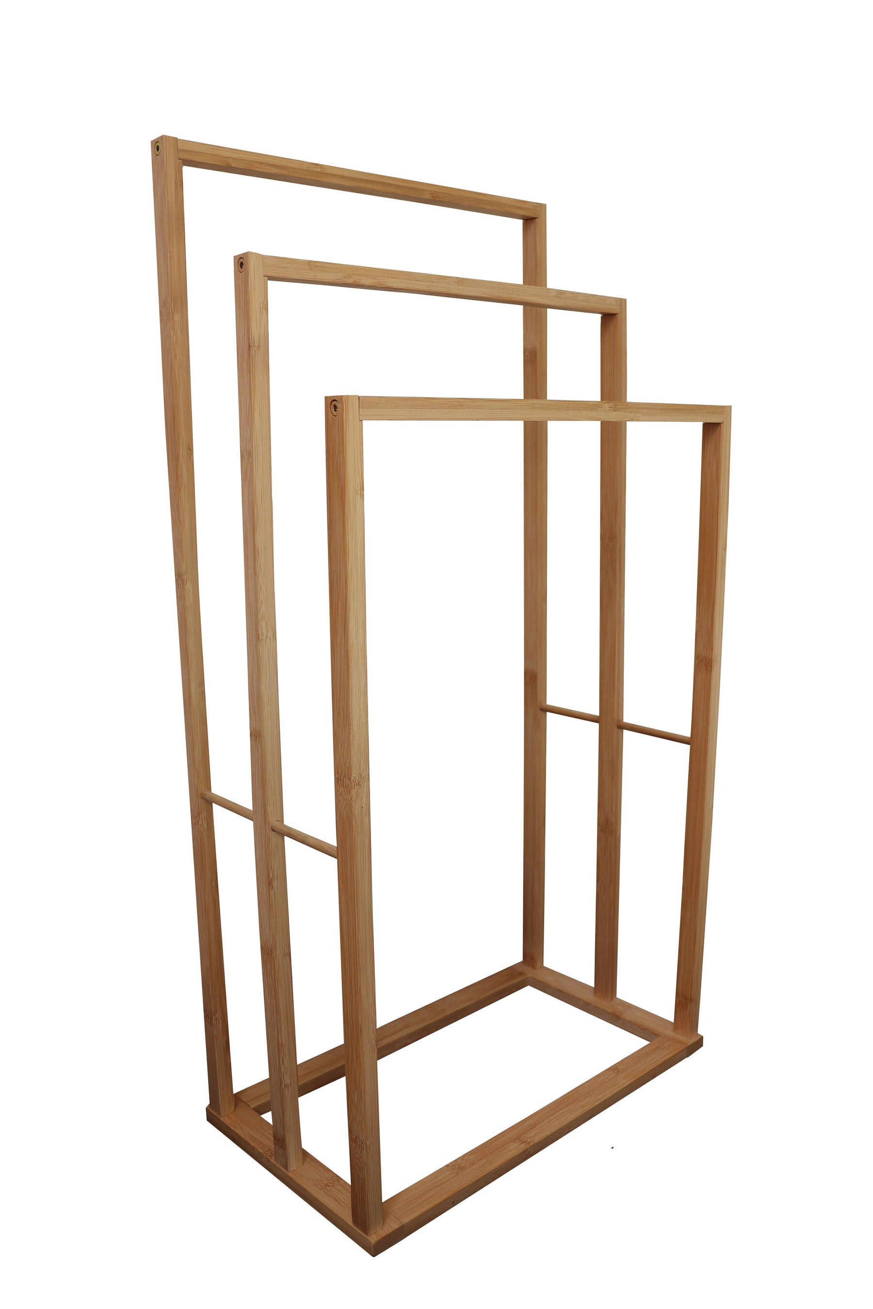 Bamboo 3-Tier Freestanding Towel Bar Holder Rack 82H x 24W x 42L cm - SuperSaverAU - view 1