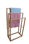 Bamboo 3-Tier Freestanding Towel Bar Holder Rack 82H x 24W x 42L cm - SuperSaverAU - view 2
