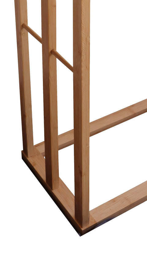 Bamboo Towel Bar Metal Holder Rack 3-Tier Freestanding 82H x 24.5W x 46.5L cm - SuperSaverAU - view 1